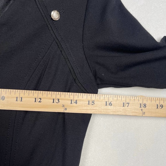 Ponte Knit White House Black Market Black Dress, Military Goldtone Buttons, Sz 2 - Picture 14 of 16